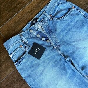NEW! ABLE The Whitney Boyfriend Jeans Light Blue Wash | ShirtSize 28